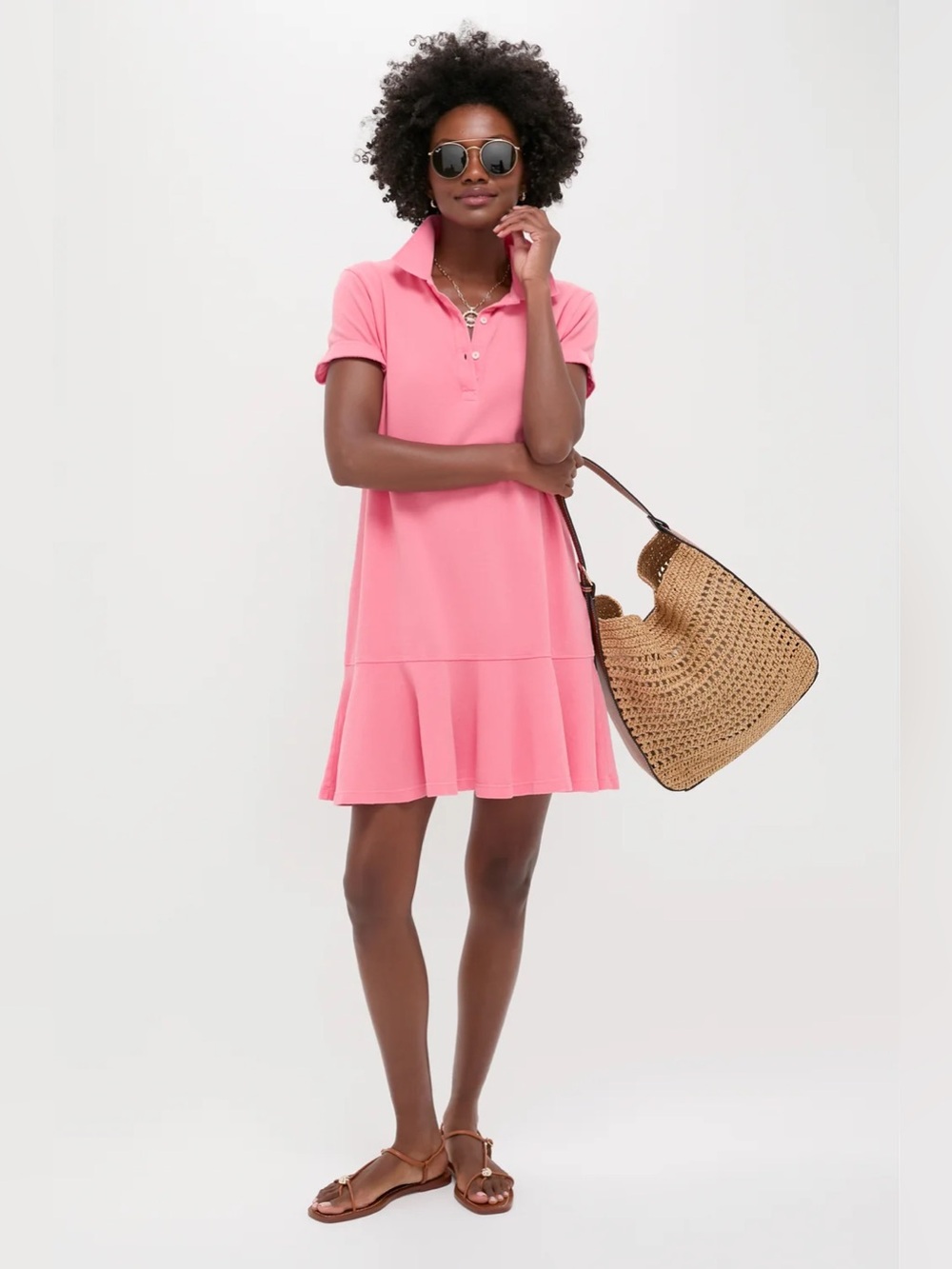 TUCKERNUCK Washed Pink Pique May Polo Dress in Hot Pink XS NWOT